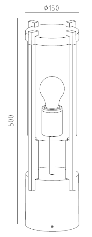 Knightsbridge IP54 Cylinder Black E27 Outdoor Pedestal Light  