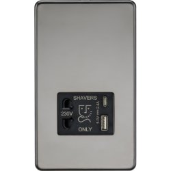 KNIGHTSBRIDGE Steckdose Mit USB-Ladeanschluss – Schwarz, Schraubenlos, 2 USB-Ports, Überspannungsschutz