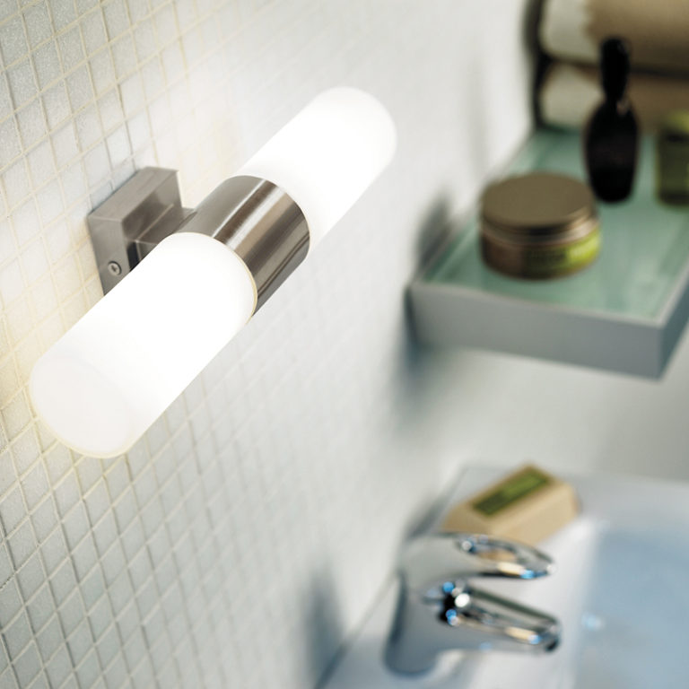 Nordlux Tangens Double Brushed Steel Bathroom Wall Light UKES
