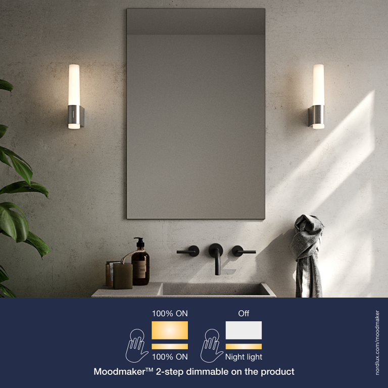 Nordlux Helva Night Chrome Bathroom LED Wall Light | UKES