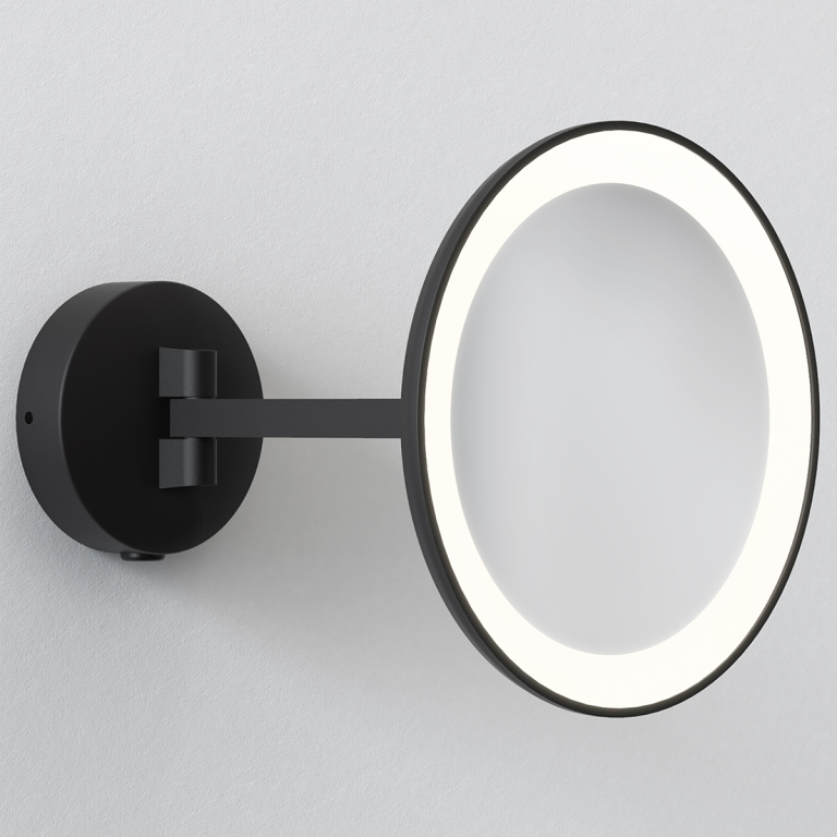 Astro Matt Black Illuminated Magnifying Bathroom Mirror UKES