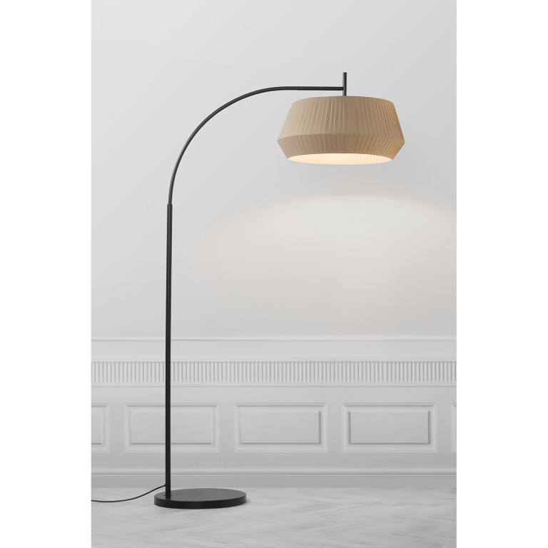 Nordlux Dicte Black Floor Lamp with Beige Shade UKES
