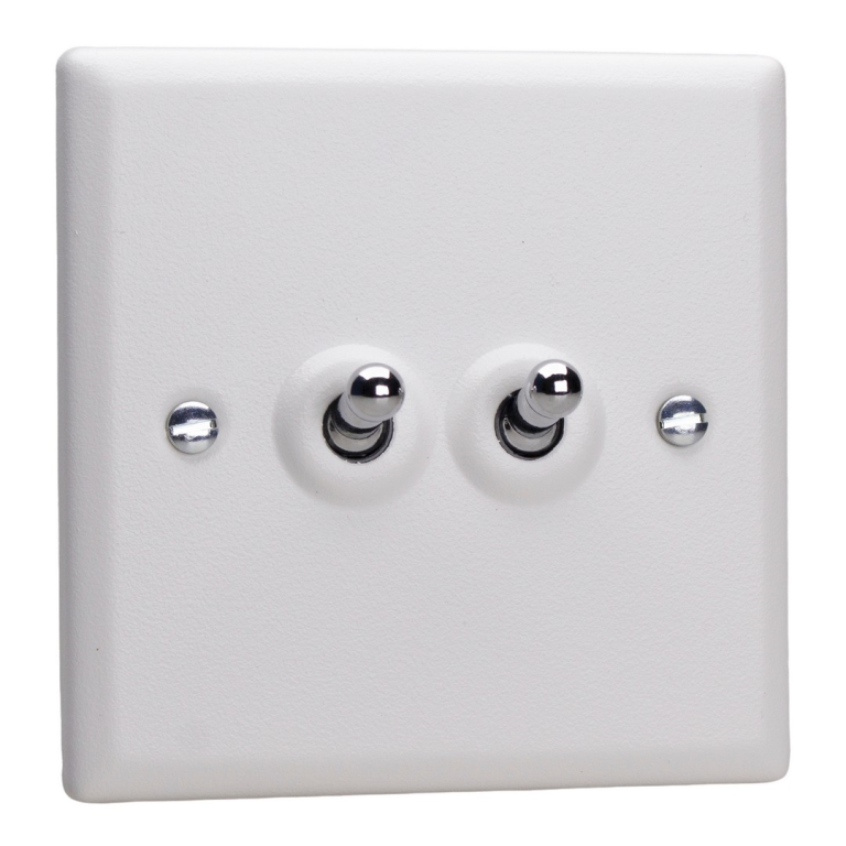 Varilight Urban Chalk White 2 Gang, 10A Intermediate Toggle Switch and ...