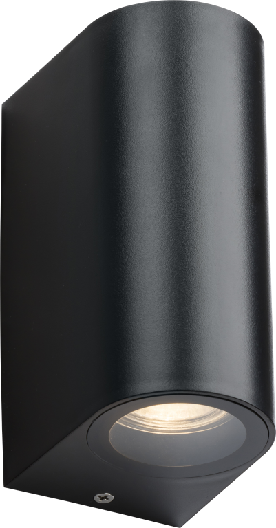 Knightsbridge Alana Curved Matt Black Up/Down GU10 Outdoor Wall Light ...