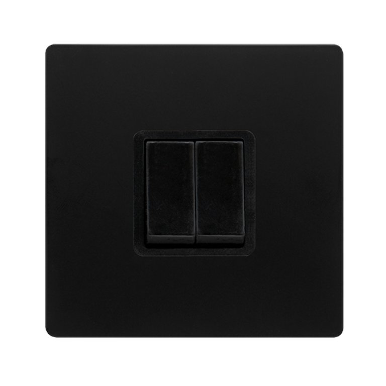 Click Definity Complete Matt Black 2 Gang 2 Way 10AX Switch with