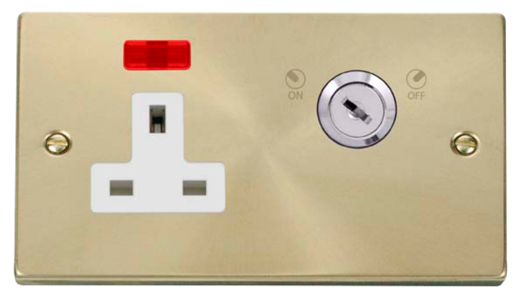 Click Deco Victorian Satin Brass 1 Gang 13A Double Pole Key Lockable ...