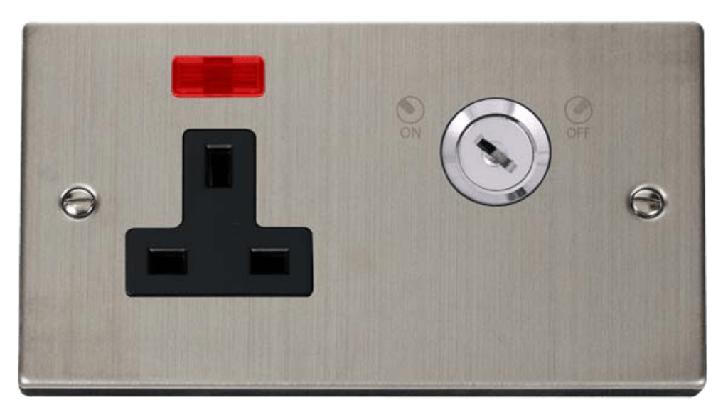 Click Deco Victorian Stainless Steel 1 Gang 13A Double Pole Key ...