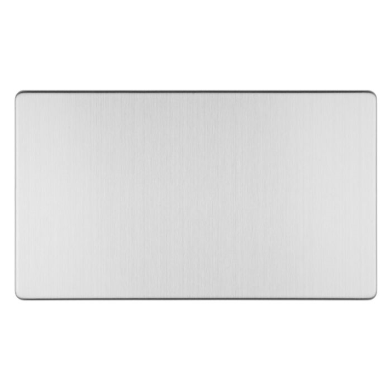 Eurolite Concealed 3mm Stainless Steel 2 Gang Blank Plate UKES