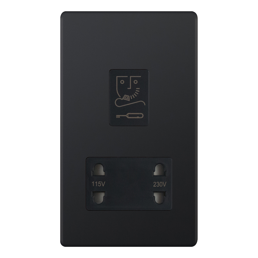 Selectric 5MPlus Matt Black 115/230V Dual Voltage Shaver Socket with