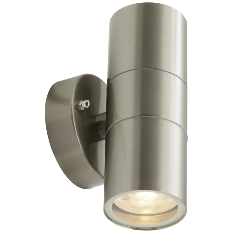 Ansell Lighting Acero Up/Down Stainless Steel GU10 Wall Light | UKES