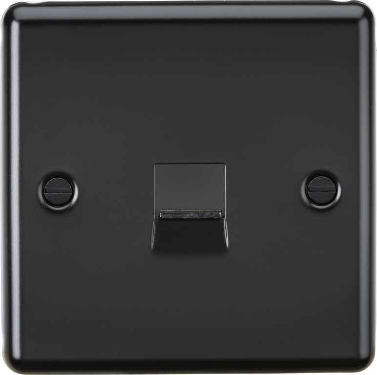 Knightsbridge Rounded Edge Matt Black Telephone Extension Socket | UKES