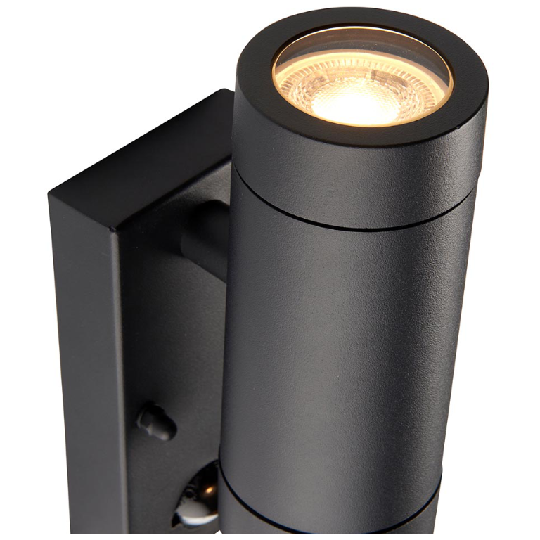 Saxby Lighting Odyssey Up/Down Satin Black IP44 GU10 Wall Light - PIR ...