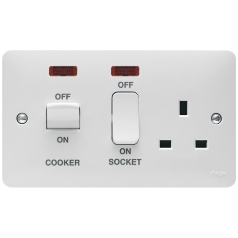 Hager Sollysta White Moulded Cooker Control Unit, DP c/w 13A Switched