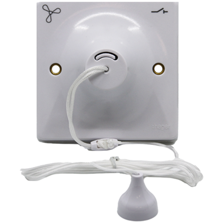 Hager Sollysta White Moulded Ceiling Switch, TP Marked Fan UKES