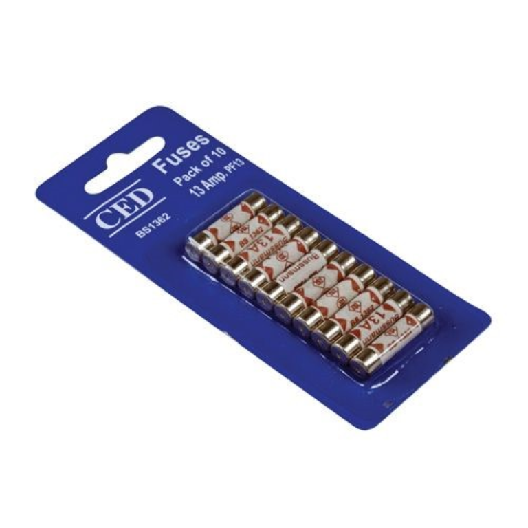 10 Ceramic 13 Amp Plug Fuses UKES