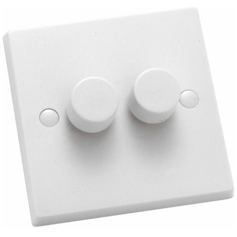 Hamilton White Plastic White 2 Gang 5A Push On/Off Rotary Switch with ...