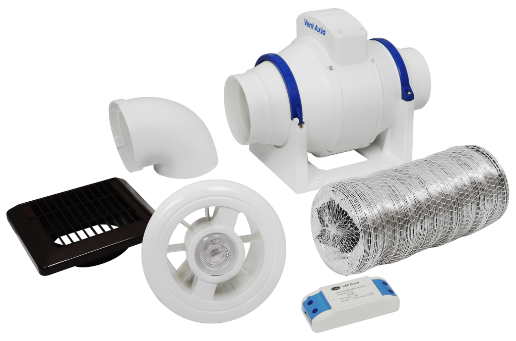 VentAxia LuminAir Kit H Inline Fan and Light Shower Ventilation Kit