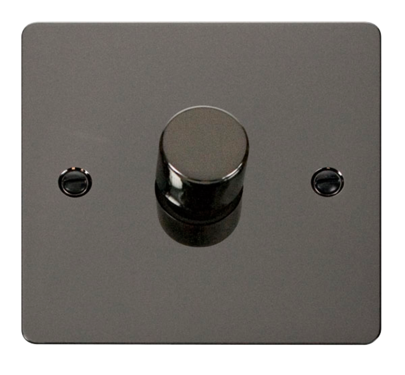Click Define Black Nickel Flat Plate 1 Gang 2 Way 400W Dimmer Switch UKES