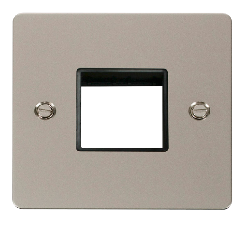 Click Define Pearl Nickel Flat Plate 1 Gang Plate Twin Switch Aperture