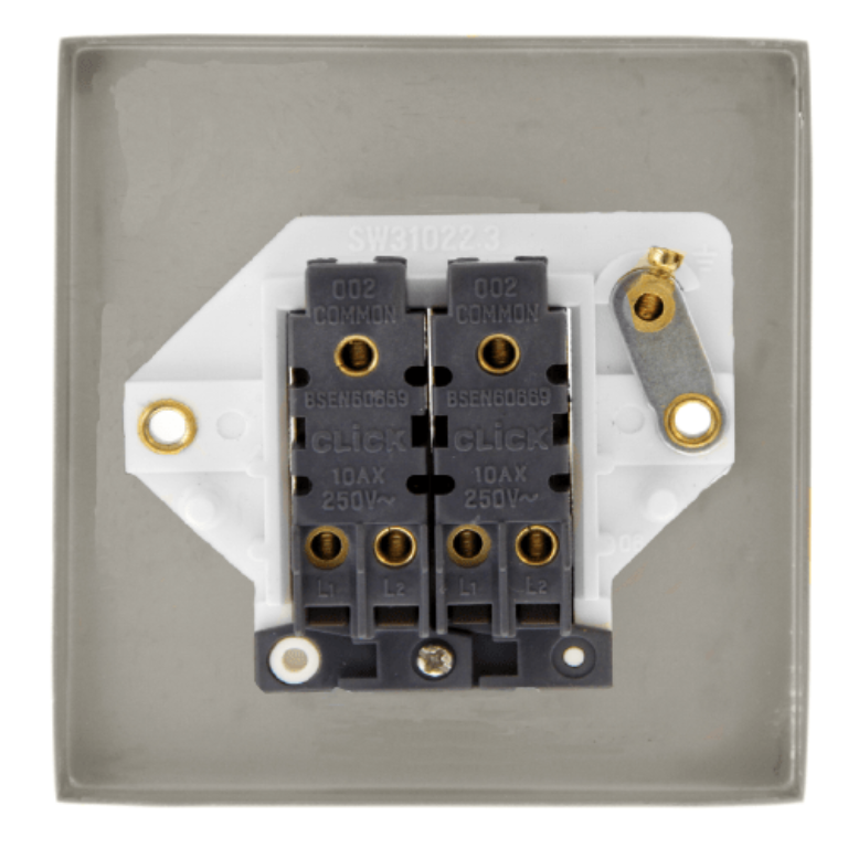 Click Deco Victorian Stainless Steel 2 Gang 2 Way 10AX Switch with