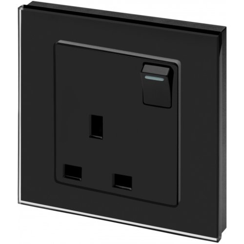 Retrotouch Crystal Black Plain Glass Triple RCA Socket | UKES