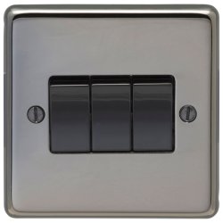 Eurolite Stainless Steel Black Nickel 2 Gang 20amp DP Engraved 
