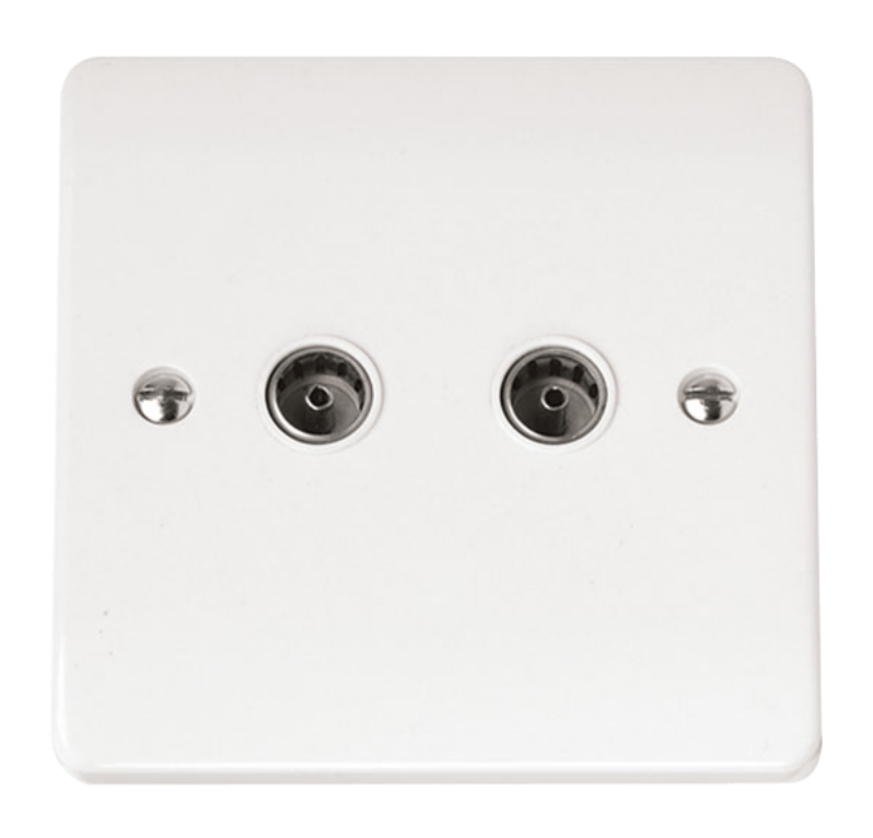 Click Mode Twin White PVC Coaxial Socket | UKES
