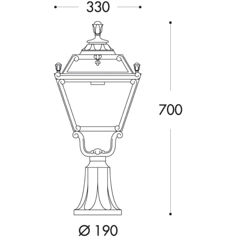 Fumagalli Q33.113.AX.E27 Tobia Lot 700mm Black Pedestal Lantern | UKES