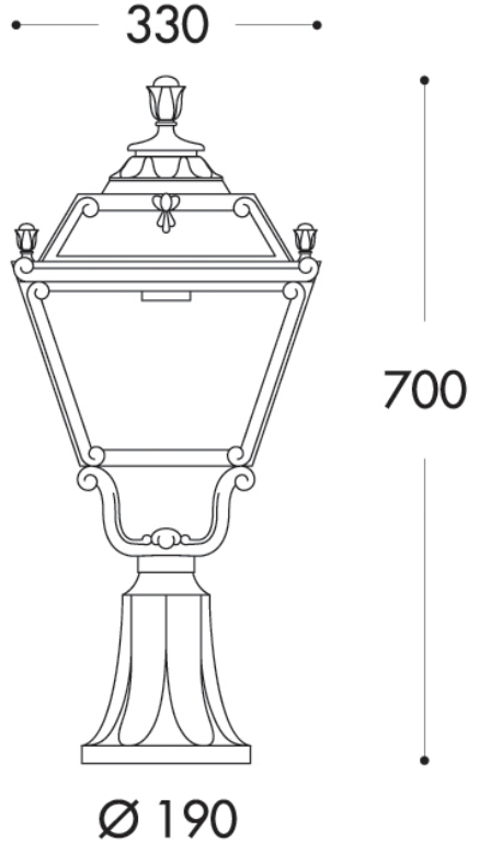 Fumagalli Q33.113.AX.E27 Tobia Lot 700mm Black Pedestal Lantern | UKES