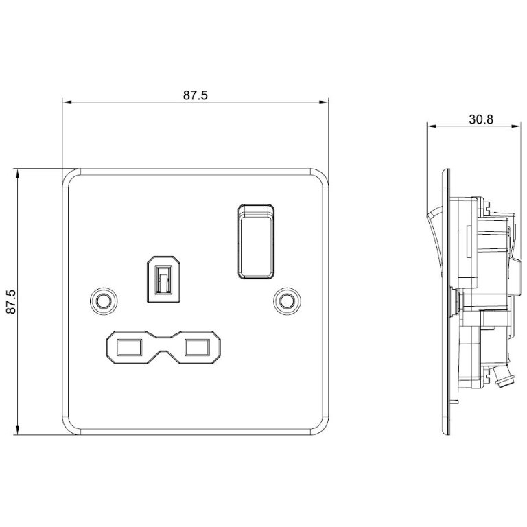 Knightsbridge SFR7000BCW Presa Elettrica 13A 1 Gang Con Interruttore - Finitura Cromo Spazzolato Con Inserto Bianco, Senza Viti - 2