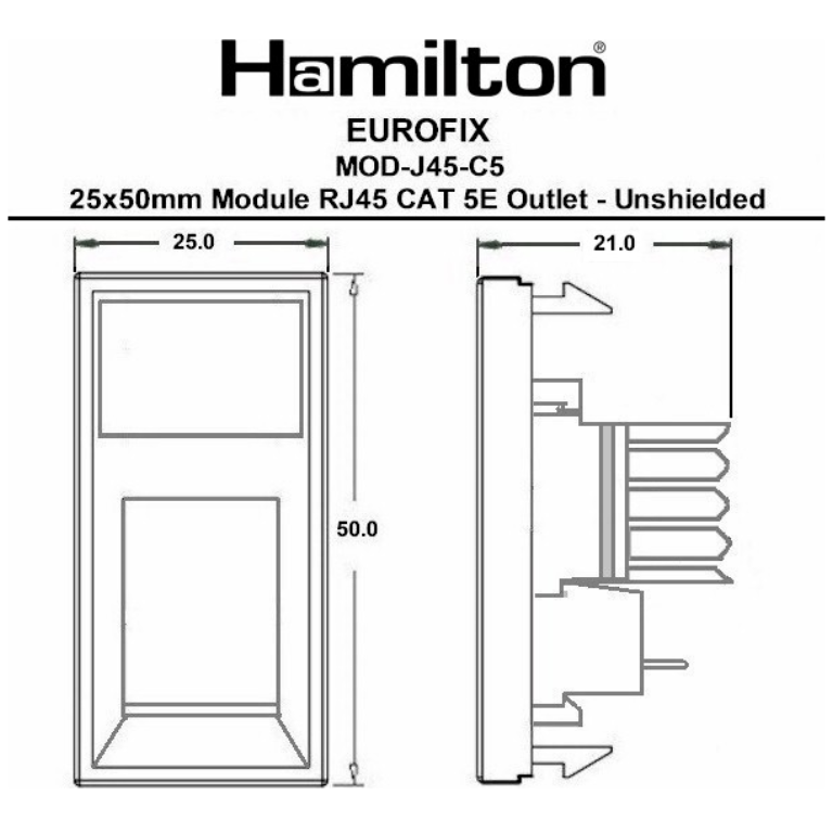 10 Moduli Dati Kauden CAT5e RJ45 – 25x50 Mm Bianchi, Universali Per Piastre Frontali, Nuovo