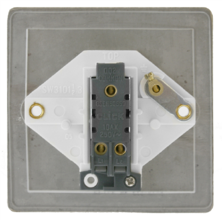 Click Define Brushed Steel Flat Plate Single Light Switch with Black