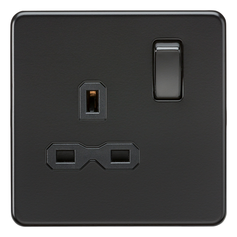 BG Screwless Black Nickel Single 1 Gang Brush Cable Entry Wall Plate W