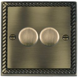G&H Brassware MB512 250W Two Gang Georgian Polished Brass LED Dimmer