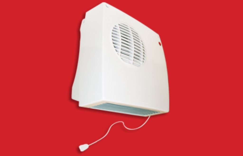 ETERNA 2KW Adjustable Downflow Bathroom Heater With Timer - Powerful Wall Mounted Heater For Bathrooms