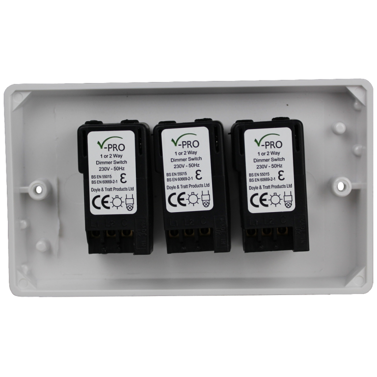 JCDP303 Varilight V-Pro Series 3 Gang 0-120W Trailing Edge LED Dimmer Classic Polished Chrome Coated - View #8