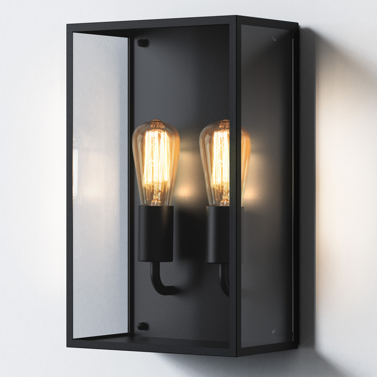Astro Messina Twin Textured Black Outdoor Wall Light UKES
