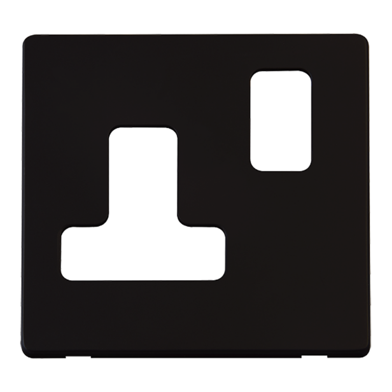 Click Definity Metal Black 15A Round Pin Switched Socket Cover Plate UKES