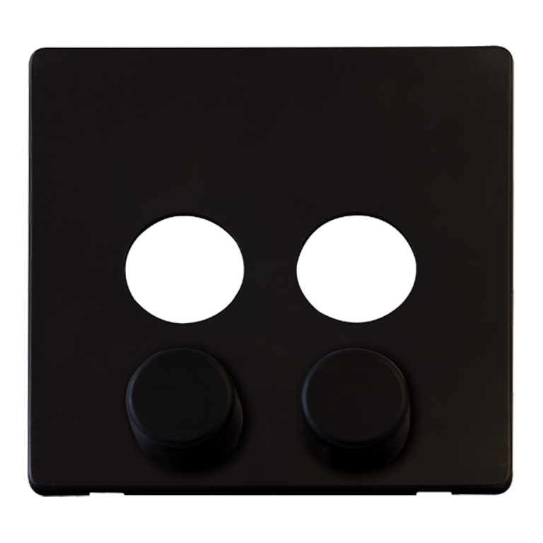 Click Definity Metal Black 2 Gang Dimmer Cover Plate with Black Control