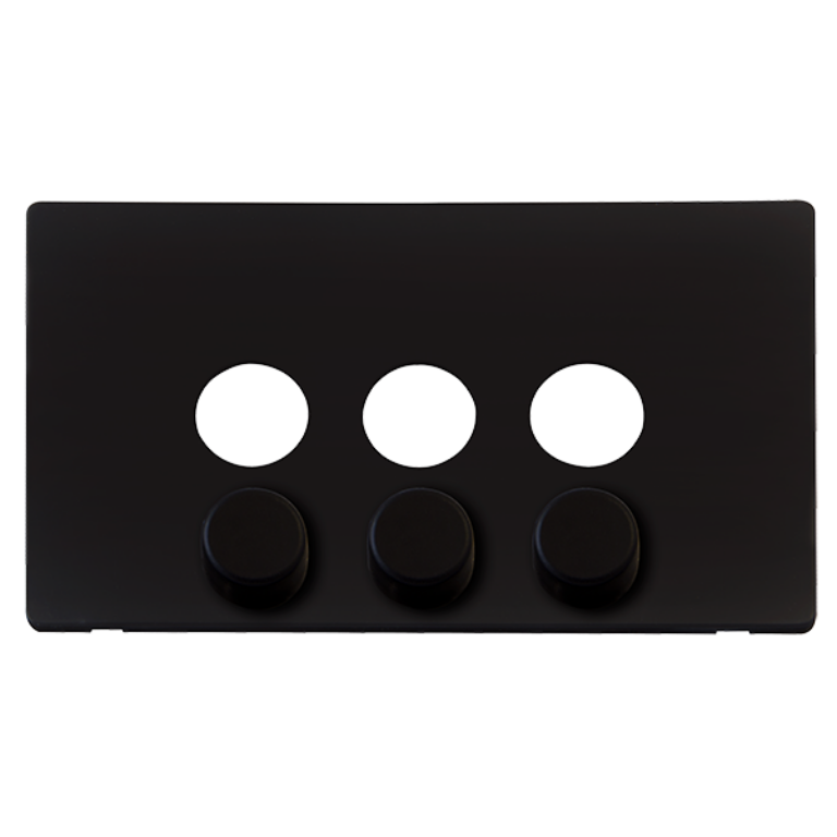 Click Definity Metal Black 3 Gang Dimmer Cover Plate with Black Control