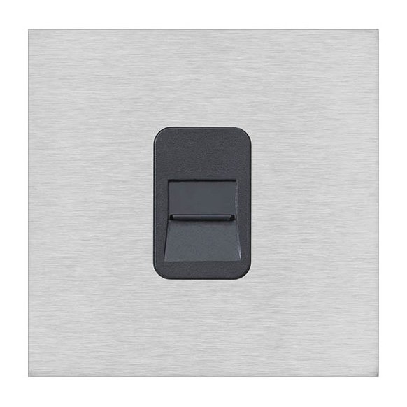 Hamilton Sheer G2 Satin Steel 1 Gang Telephone Master Socket with Black