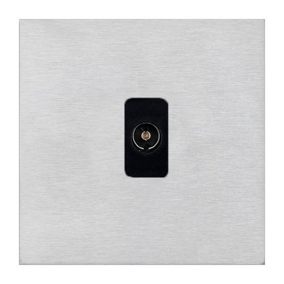 Tv Socket Insert Hamilton Sheer G2 Satin Steel 1 Gang Isolated 1 In/1 Out TV Socket with ...