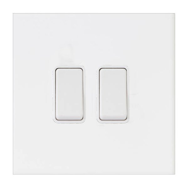 Hamilton Sheer G2 Matt White 2 Gang 10AX Intermediate Switch with White ...