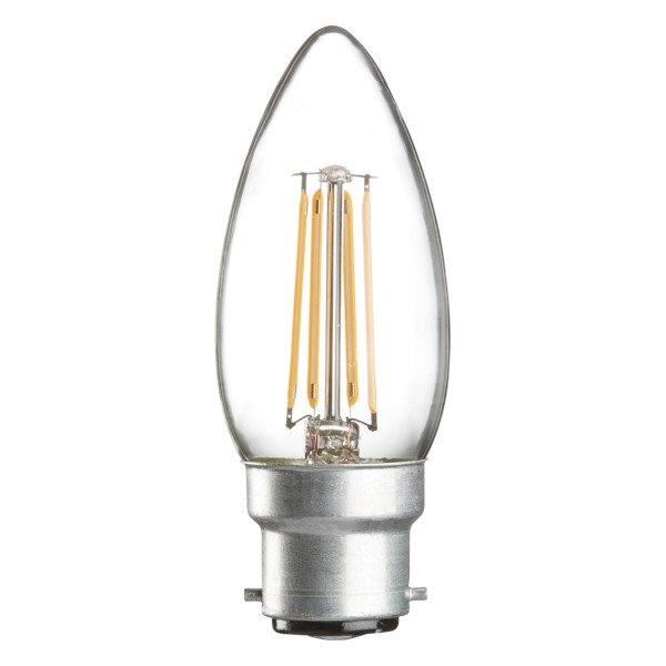 Knightsbridge 4W 2700K Dimmable B22 Clear LED Filament Candle Bulb UKES