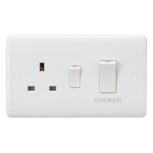 Knightsbridge 45A Switch, 13A Socket, White Rockers (CU8333W) UKES