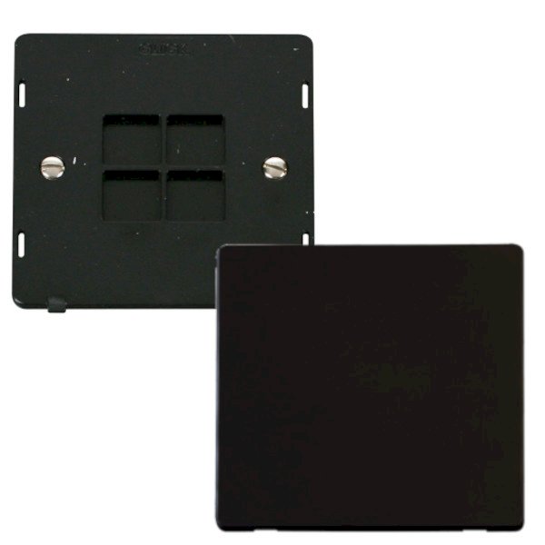 Click Definity Metal Black 1 Gang Blank Plate with Black Insert | UKES