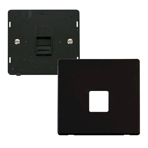 Click Definity Black RJ11 Telephone Outlet (SIN120BK+SCP120MB) UKES