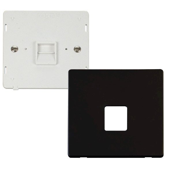Click Definity Black RJ11 Telephone Outlet (SIN120PW+SCP120MB) UKES