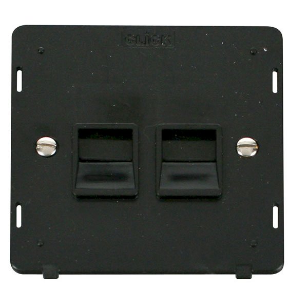 Click Definity Twin RJ11 Telephone Outlet (SIN121BK+SCP121MB) UKES
