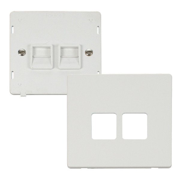 Click Definity Twin RJ11 Telephone Outlet (SIN121PW+SCP121MW) UKES